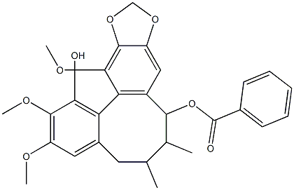 5,6,7,8-Tetrahydro-2,3,13-trimethoxy-6,7-dimethylbenzo[3,4]cycloocta[1,2-f][1,3]benzodioxole-1,8-diol 8-benzoate 结构式