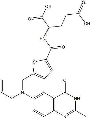 (S)-2-[5-[[N-[(3,4-Dihydro-2-methyl-4-oxoquinazolin)-6-yl]-N-(2-propenyl)amino]methyl]-2-thienylcarbonylamino]glutaric acid 结构式