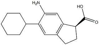 (1S)-6-Amino-5-cyclohexylindane-1-carboxylic acid 结构式