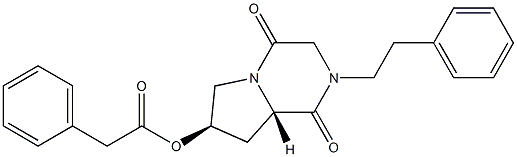 (6S,8R)-4-Phenethyl-8-(phenylacetyloxy)-1,4-diazabicyclo[4.3.0]nonane-2,5-dione 结构式