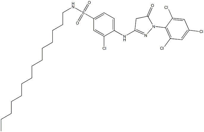 1-(2,4,6-Trichlorophenyl)-3-[2-chloro-4-(N-tetradecylsulfamoyl)anilino]-5(4H)-pyrazolone 结构式