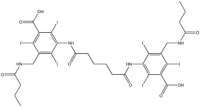 3,3'-(Adipoyldiimino)bis[5-(butyrylaminomethyl)-2,4,6-triiodobenzoic acid] 结构式