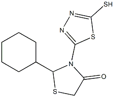 2-Cyclohexyl-3-(5-mercapto-1,3,4-thiadiazol-2-yl)thiazolidin-4-one 结构式