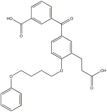 5-(3-Carboxybenzoyl)-2-(4-phenoxybutoxy)benzenepropanoic acid 结构式