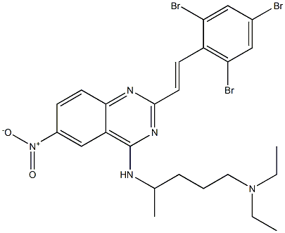 2-(2,4,6-Tribromostyryl)-N-[4-(diethylamino)-1-methylbutyl]-6-nitroquinazolin-4-amine 结构式