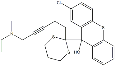 2-Chloro-9-[2-[5-(N-ethyl-N-methylamino)-3-pentynyl]-1,3-dithian-2-yl]-9H-thioxanthen-9-ol 结构式