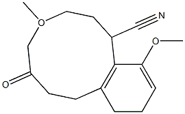 1-Cyano-4-methyl-12-methoxy-1,2,3,4,6,7,8,9-octahydro-5-benzoxacycloundecin-6-one 结构式