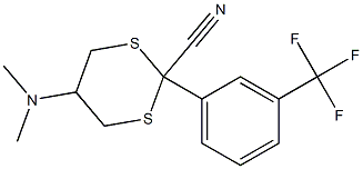 5-(Dimethylamino)-2-[3-(trifluoromethyl)phenyl]-1,3-dithiane-2-carbonitrile 结构式