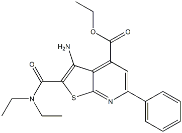 2-[[Diethylamino]carbonyl]-3-amino-6-phenylthieno[2,3-b]pyridine-4-carboxylic acid ethyl ester 结构式