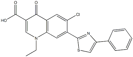 1,4-Dihydro-1-ethyl-4-oxo-6-chloro-7-(4-phenylthiazol-2-yl)quinoline-3-carboxylic acid 结构式