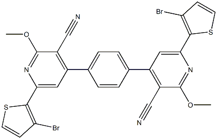 4,4'-(1,4-Phenylene)bis[2-methoxy-3-cyano-6-(3-bromo-2-thienyl)pyridine] 结构式