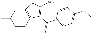 2-Amino-3-(4-methoxybenzoyl)-6-methyl-4,5,6,7-tetrahydrobenzo[b]thiophene 结构式