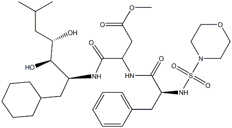 4-[[(1S,2R,3S)-1-(Cyclohexylmethyl)-2,3-dihydroxy-5-methylhexyl]amino]-4-oxo-3-[(S)-2-(4-morpholinylsulfonylamino)-3-phenylpropanoylamino]butyric acid methyl ester 结构式