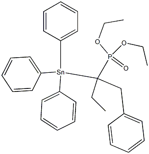 1-Triphenylstannyl-1-benzylpropylphosphonic acid diethyl ester 结构式