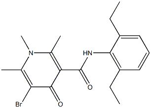 N-(2,6-Diethylphenyl)-1,4-dihydro-2,6-dimethyl-5-bromo-4-oxo-1-methyl-3-pyridinecarboxamide 结构式