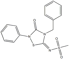 2-Phenyl-4-benzyl-5-methylsulfonylimino-1,2,4-thiadiazolidin-3-one 结构式