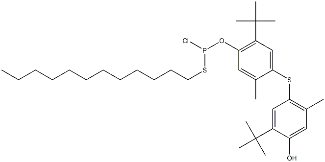 2-tert-Butyl-5-methyl-4-[5-tert-butyl-4-[chloro(dodecylthio)phosphinooxy]-2-methylphenylthio]phenol 结构式