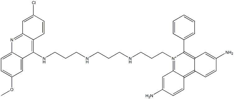3,8-Diamino-5-[3-[[3-[[3-[(6-chloro-2-methoxy-9-acridinyl)amino]propyl]amino]propyl]amino]propyl]-6-phenylphenanthridin-5-ium 结构式