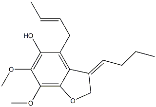2,3-Dihydro-3-[(Z)-butylidene]-4-[(E)-2-butenyl]-6,7-dimethoxybenzofuran-5-ol 结构式