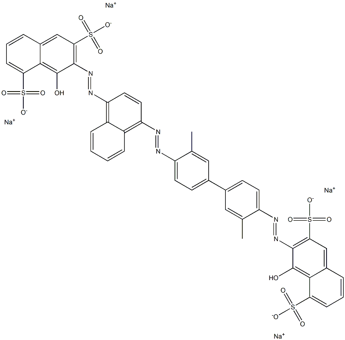 4-Hydroxy-3-[[4'-[[4-[(1-hydroxy-3,8-disulfo-2-naphtyl)azo]-1-naphtyl]azo]-3,3'-dimethyl-1,1'-biphenyl-4-yl]azo]-2,5-naphthalenedisulfonic acid tetrasodium salt 结构式