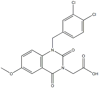 1-(3,4-Dichlorobenzyl)-1,2,3,4-tetrahydro-6-methoxy-2,4-dioxoquinazoline-3-acetic acid 结构式