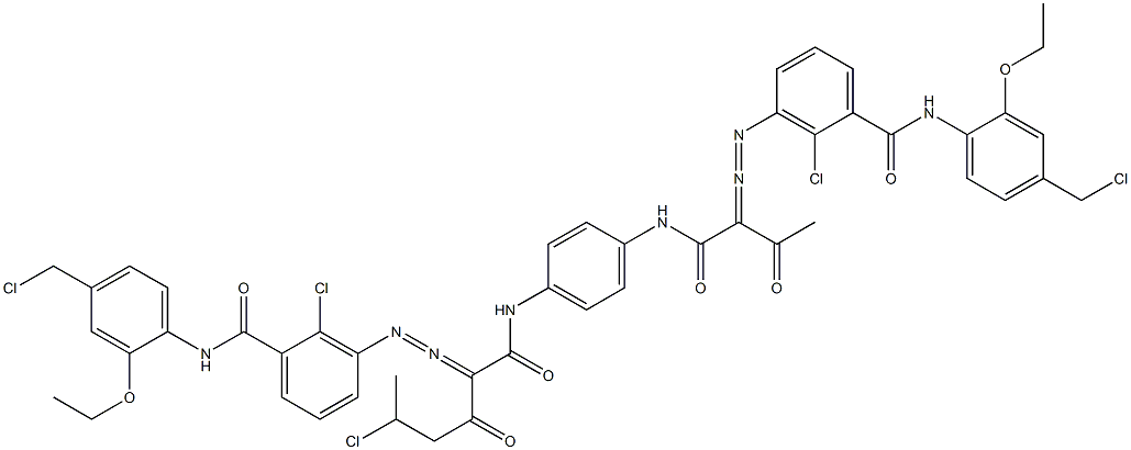 3,3'-[2-(1-Chloroethyl)-1,4-phenylenebis[iminocarbonyl(acetylmethylene)azo]]bis[N-[4-(chloromethyl)-2-ethoxyphenyl]-2-chlorobenzamide] 结构式