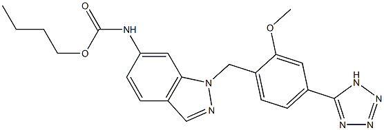 N-[1-[2-Methoxy-4-(1H-tetrazol-5-yl)benzyl]1H-indazol-6-yl]carbamic acid butyl ester 结构式