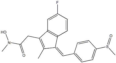 [5-Fluoro-2-methyl-1-[(Z)-4-methylsulfinylbenzylidene]-1H-inden-3-yl]acetohydroxamic acid methyl ester 结构式