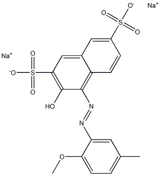 3-Hydroxy-4-[(5-methyl-2-methoxyphenyl)azo]naphthalene-2,7-disulfonic acid disodium salt 结构式