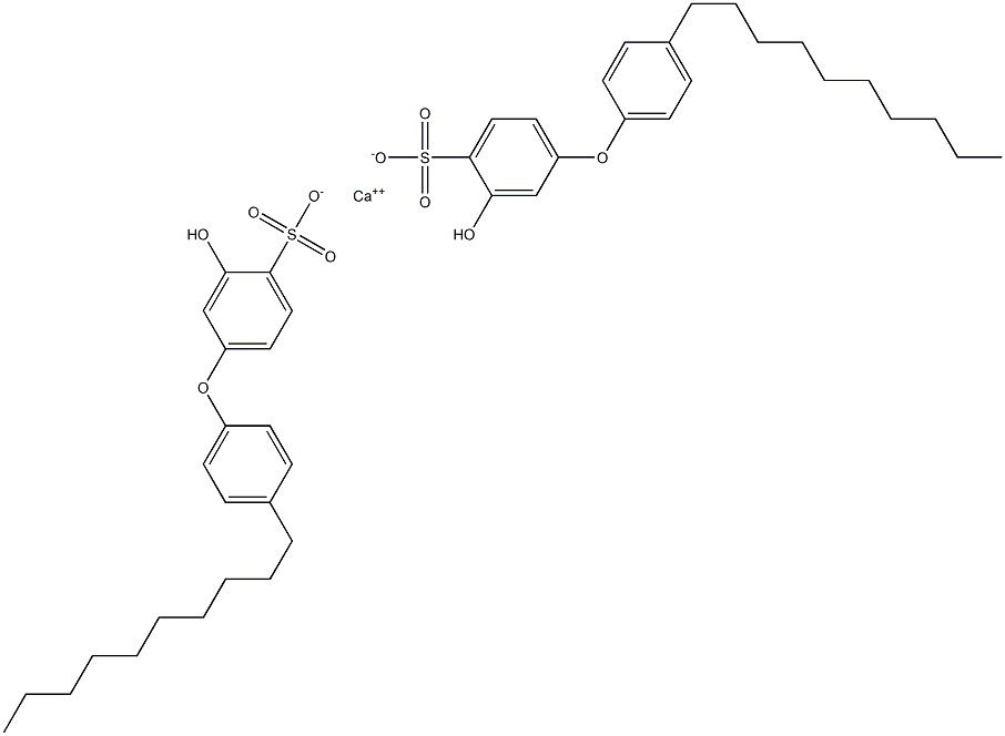 Bis(3-hydroxy-4'-decyl[oxybisbenzene]-4-sulfonic acid)calcium salt 结构式
