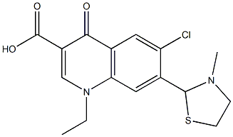 1,4-Dihydro-1-ethyl-4-oxo-6-chloro-7-(3-methylthiazolidin-2-yl)quinoline-3-carboxylic acid 结构式