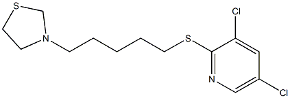3,5-Dichloro-2-[[5-(3-thiazolidinyl)pentyl]thio]pyridine 结构式