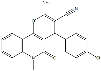 2-Amino-4-(4-chlorophenyl)-5-oxo-6-methyl-4,6-dihydro-5H-pyrano[3,2-c]quinoline-3-carbonitrile 结构式