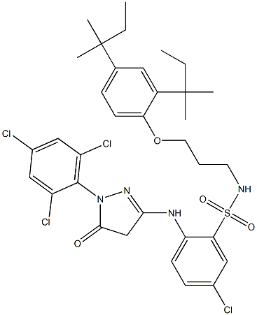 1-(2,4,6-Trichlorophenyl)-3-[4-chloro-2-[3-(2,4-di-tert-pentylphenoxy)propylsulfamoyl]anilino]-5(4H)-pyrazolone 结构式