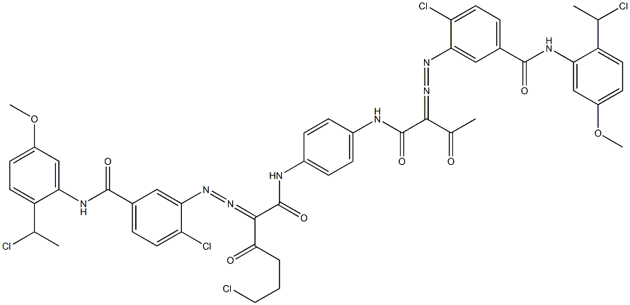 3,3'-[2-(2-Chloroethyl)-1,4-phenylenebis[iminocarbonyl(acetylmethylene)azo]]bis[N-[2-(1-chloroethyl)-5-methoxyphenyl]-4-chlorobenzamide] 结构式