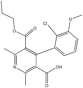 2,6-Dimethyl-4-(2-chloro-3-methoxyphenyl)pyridine-3,5-dicarboxylic acid 3-propyl ester 结构式