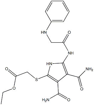 2-[[[Phenylamino]acetyl]amino]-5-[(ethoxycarbonylmethyl)thio]-1H-pyrrole-3,4-dicarboxamide 结构式