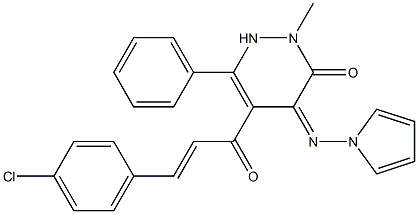 4-Pyrrolizino-5-[1-oxo-3-(4-chlorophenyl)-2-propenyl]-2-methyl-6-phenylpyridazin-3(2H)-one 结构式