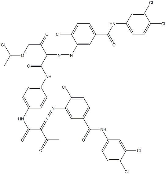 3,3'-[2-[(1-Chloroethyl)oxy]-1,4-phenylenebis[iminocarbonyl(acetylmethylene)azo]]bis[N-(3,4-dichlorophenyl)-4-chlorobenzamide] 结构式