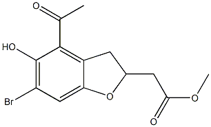 [(4-Acetyl-6-bromo-2,3-dihydro-5-hydroxybenzofuran)-2-yl]acetic acid methyl ester 结构式