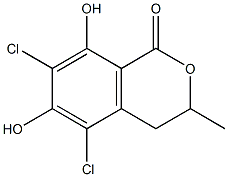 5,7-Dichloro-3,4-dihydro-6,8-dihydroxy-3-methylisocoumarin 结构式