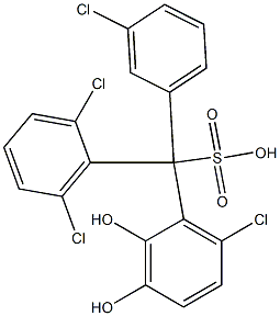 (3-Chlorophenyl)(2,6-dichlorophenyl)(6-chloro-2,3-dihydroxyphenyl)methanesulfonic acid 结构式