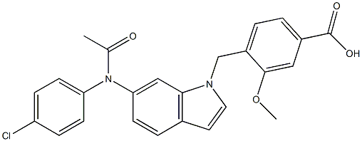 4-[6-(4-Chlorophenylacetylamino)-1H-indol-1-ylmethyl]-3-methoxybenzoic acid 结构式