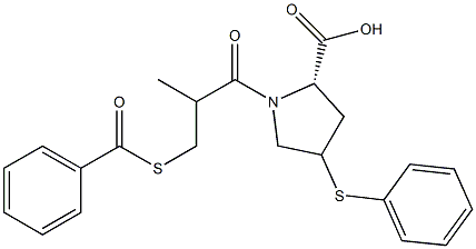 1-(3-Benzoylthio-2-methylpropanoyl)-4-phenylthio-L-proline 结构式