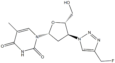 3'-(4-(Fluoromethyl)-1H-1,2,3-triazol-1-yl)-3'-deoxythymidine 结构式