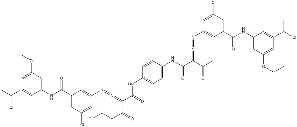 3,3'-[2-(1-Chloroethyl)-1,4-phenylenebis[iminocarbonyl(acetylmethylene)azo]]bis[N-[3-(1-chloroethyl)-5-ethoxyphenyl]-5-chlorobenzamide] 结构式