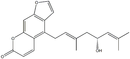 4-[(2E,5R)-5-Hydroxy-3,7-dimethyl-2,6-octadienyl]-7H-furo[3,2-g][1]benzopyran-7-one 结构式