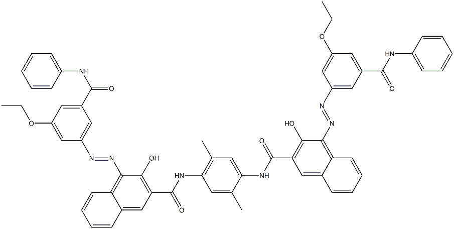 N,N'-(2,5-Dimethyl-1,4-phenylene)bis[4-[[3-ethoxy-5-(phenylcarbamoyl)phenyl]azo]-3-hydroxy-2-naphthalenecarboxamide] 结构式