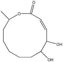 (Z)-5,6-Dihydroxy-12-methyloxacyclododeca-3-en-2-one 结构式