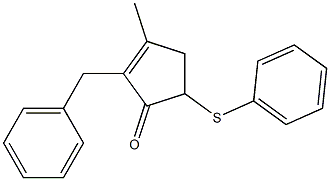 2-Benzyl-3-methyl-5-(phenylthio)-2-cyclopenten-1-one 结构式